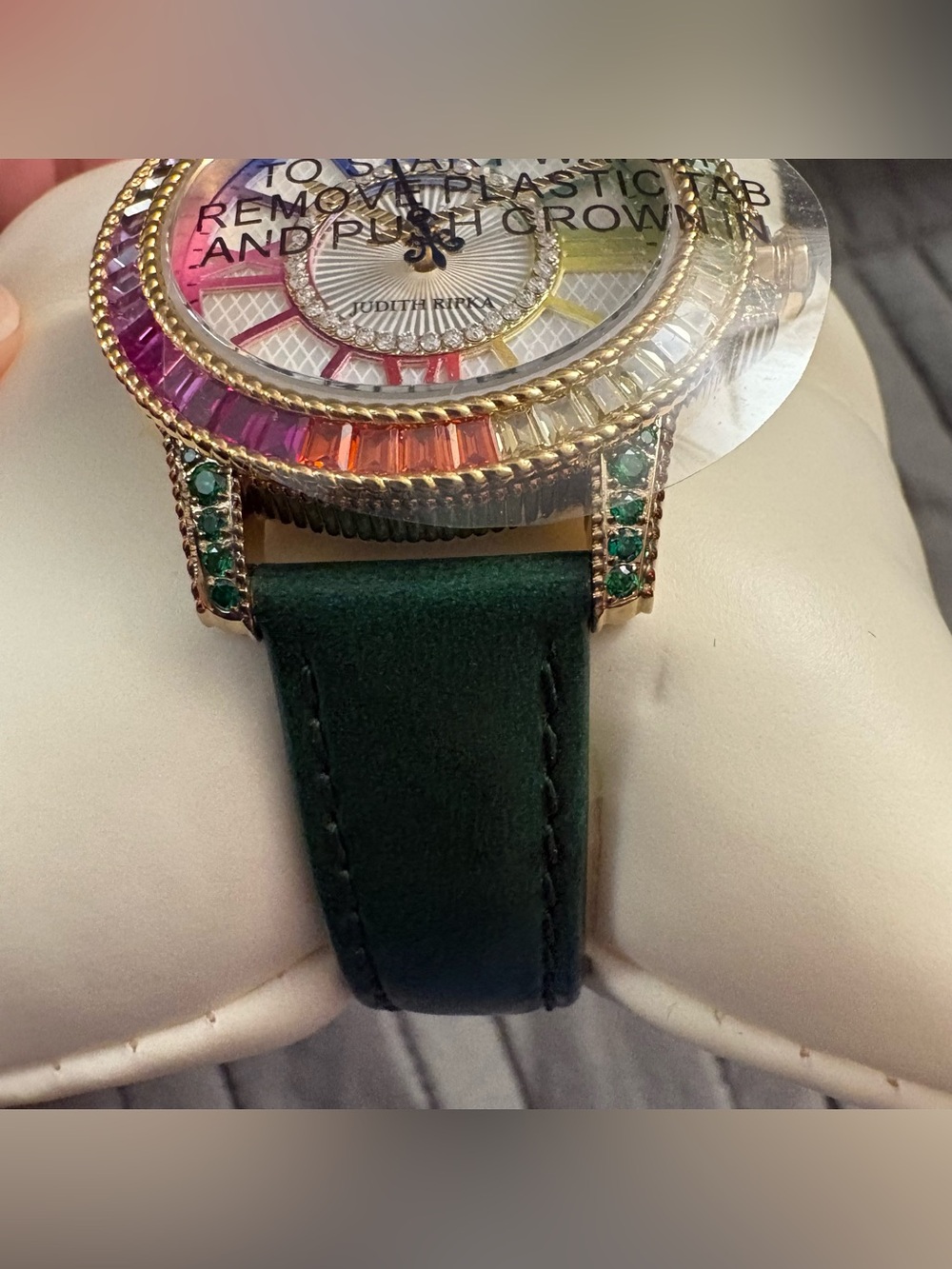 Judith Ripka Rainbow Diamonique CZ Watch With Cowhide Band New - Picture 4 of 14